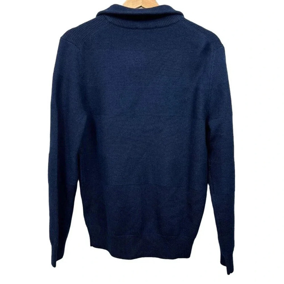 JEREMY ARGYLE 1/4 Zip Textured Sweater Navy Merino Wool Mens Sz S Stitch Fix NWT - Picture 3 of 8